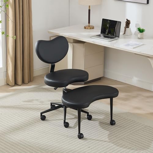 Cross Legged Office Chair with Swivel Footstool, Meditation Desk Chair