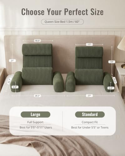 Blissful Diary Reading Pillow with Adjustable Neck & Lumbar Support, Green