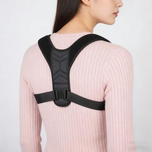 Adjustable Back Posture Belt for Upper Support, Lightweight Black