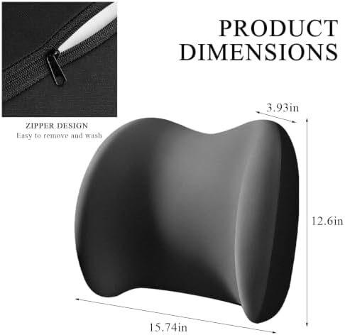 Car Lumbar Support Cushion, Ergonomic Memory Foam Car Back Support w/Removable Cover, Universal Breathable Lumbar Cushion Back Support Pillow with Adjusatble Strap (Gray)