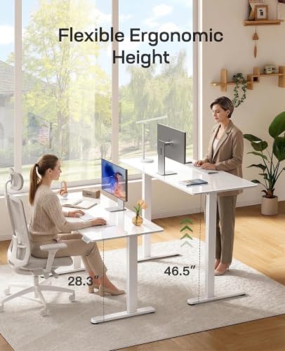 Marsail 37 x 22 inch Glass Standing Desk with 4-Zone Drawer Storage, 2 Pack