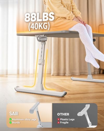 SAIJI Non-Slip Leather Laptop Bed Tray Table,Lap Desk with Laptop Stopper