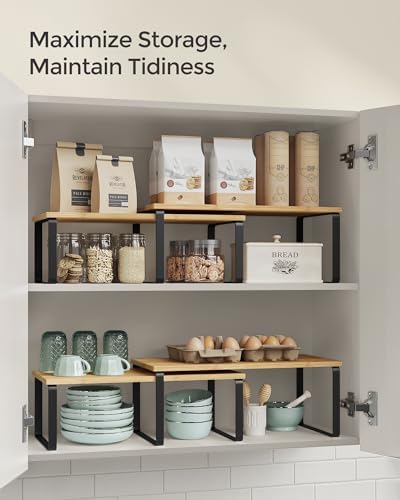 SONGMICS Cabinet Organizer Shelf, Set of 4 Spice Rack, Kitchen Storage