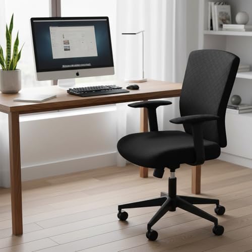 Office Chair Covers Set, Stretch Seat Covers for Chairs Cushion, Computer Chair Cover with Armrest Covers, Gaming Chair Cover Accessories Slipcovers Pads Office Cushion Backrest(Black)