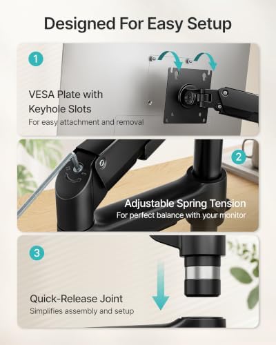 PEGZONE Single Monitor Arm for 17-32 Inch Screens, Holds up to19.8 lbs