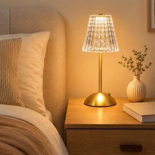 2 Pcs Cordless Table Lamp Rechargeable Touch Lamp,Gold Classic