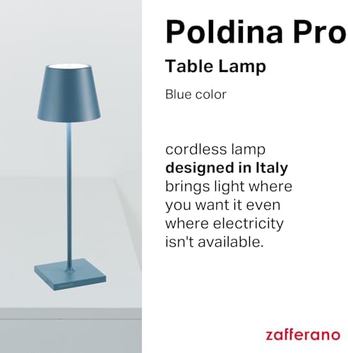 Zafferano, Poldina Pro Mini, Rechargeable Cordless Lamp, Avio Blue