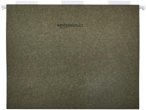 Amazon Basics Hanging File Folders for Documents, Letter Size, 1/5-Cut Adjustable Tabs, Standard Green, 75 Count per Box