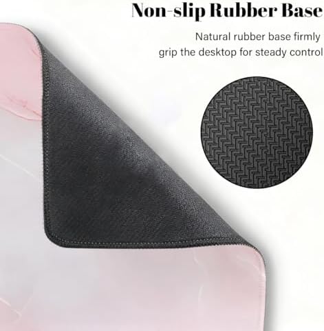 Large Mouse Pad Pink White Marble Non-Slip Rubber Long Gaming Desk Mat Big Computer Keyboard Mousepad Waterproof Protector Wristing Pad for Gaming Office Home Decorative 31.5 X 11.8 Inch