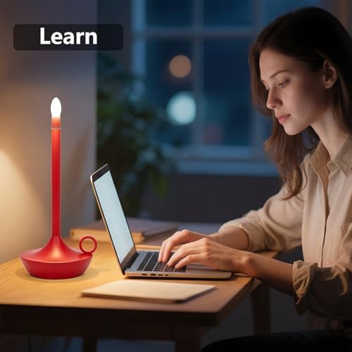 Rechargeable Cordless Table Lamp, Battery Table Light | Stepless Dimming Portable LED Table Light with Memory Function, for Outdoor/Dinner/Patio/Restaurant. (Red)