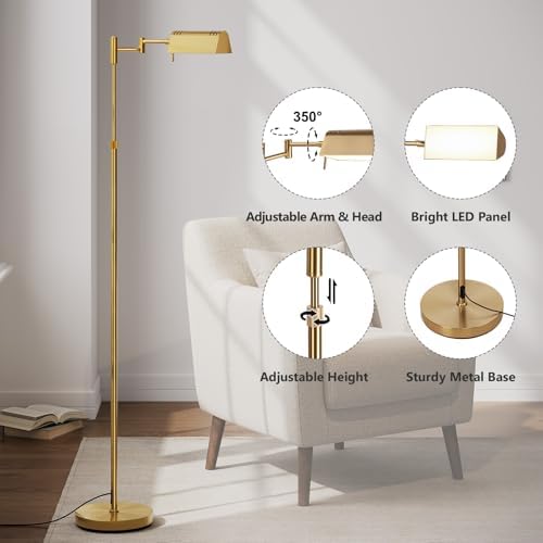 SUNMORY Dimmable LED Pharmacy Floor Lamps, 16W/1500LM Bright Reading Lamp