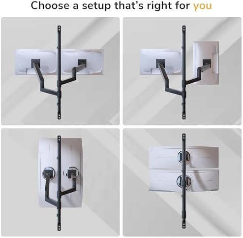 Mount-It! Dual Stacked Monitor Wall Mount, Heavy-Duty Gas Spring, 17-49 in