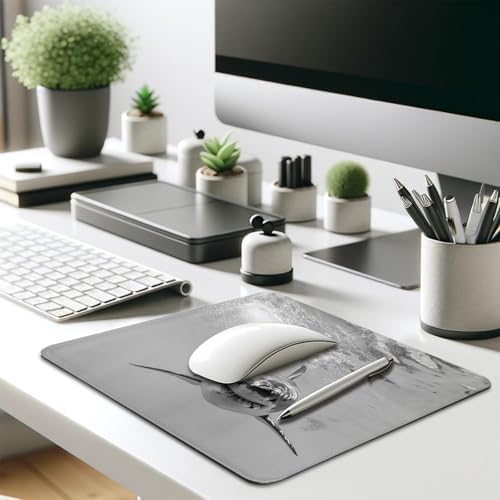 Ferocious Great White Shark Mouse Pad, Wildlife Ocean Predator Desk Mat