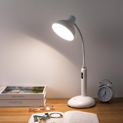 VAVOFO Eye-Caring Wireless Desk Lamp 6781-700 Lumens, 2700-7000K Adjustable Color Temperature, 360° Gooseneck, Touch Control & USB-C Charging, 2.5hrs Cordless Use (White)