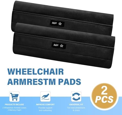 SPRING SEAON Wheelchair Armrest Covers, Soft Suede Memory Foam Pads, 1 Pair