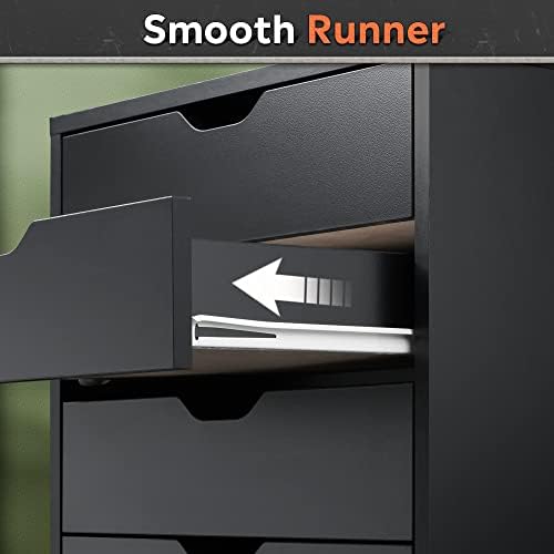 DEVAISE 7-Drawer Office File Cabinets, Mobile Craft Storage Cabinet, Black