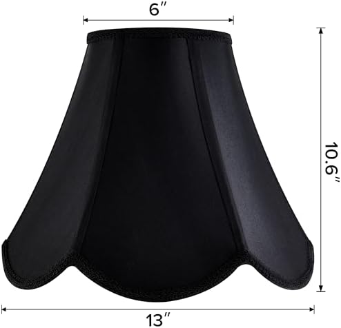 GO&SO Lamp Shades Set of 2,6" x 13" x 10.6",Bell Lamp Shade,Black Petals