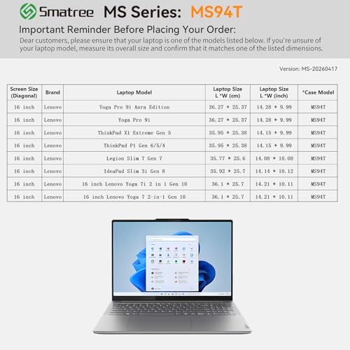 Smatree MS94T Hard EVA Sleeve with Stand for 16 inch Lenovo Yoga Pro 9i