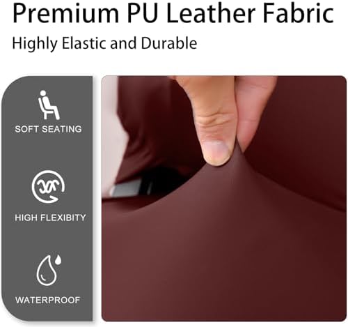 Waterproof PU Leather Gaming Chair Cover, Ergonomic Office Computer Game Chair Slipcovers, 4pcs Set Anti-Slip Stretchy Covers for Reclining Racing Gaming Chair (Wine Red)