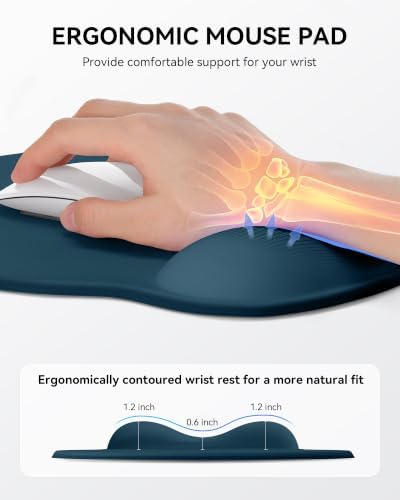 Mouse Pad with Wrist Rest for Desktop Large Ergonomic Mouse Mat(Navy Blue)