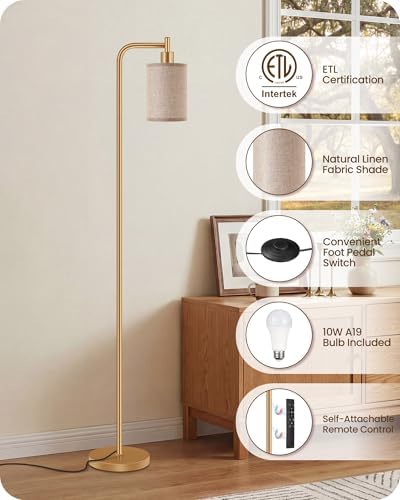Dimmable Floor Lamp for Living Room with Remote & 10W Bulb