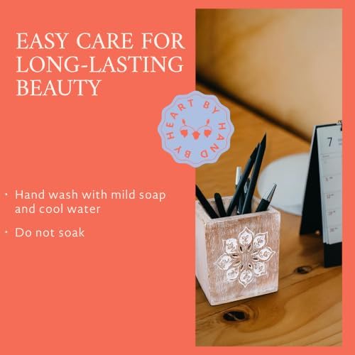 Mela Artisans Serena Mango Wood Pen Holder - Whitewash, 4x3.5 in