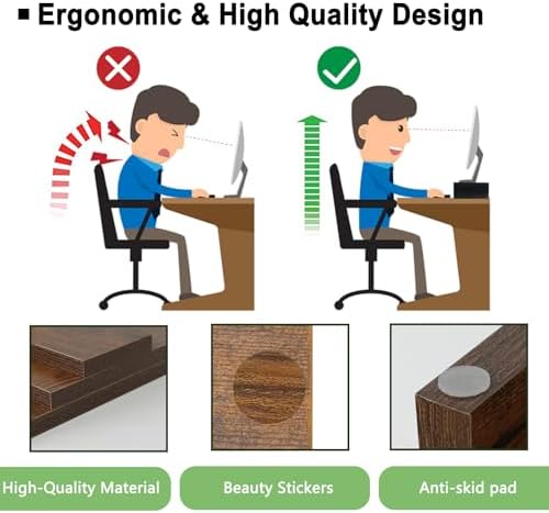 TEAMIX 2-Pack Monitor Stand Riser 20 inch, Wooden Tabletop Shelf, Brown