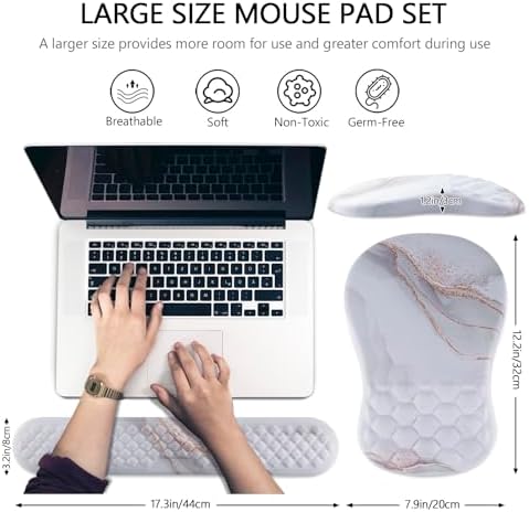 Ergonomic Mouse Pad & Keyboard Wrist Rest Set, Memory Foam