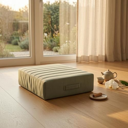 Thick Meditation Cushion Floor Pillow Seat Pad Tatami Mat with Texture and Deep Padding for Everyday Floor Use Suitable for Meditation Stretching Office Chair Home Relaxation 55x55x12cm