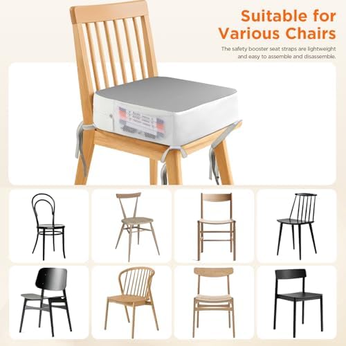 Booster Seat for Kitchen Chair, 3.8" Kid Booster Seat Cushion with Ties