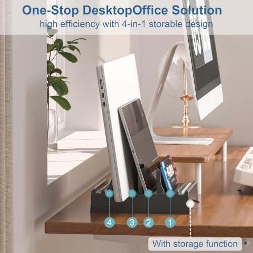 Vertical Laptop Stand, with Storage Adjustable 4 in 1 ABS