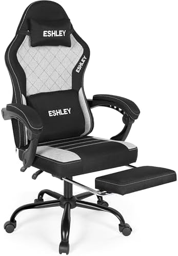 Gaming Chair, Ergonomic Computer Chair with Footrest and Lumbar Support, Height Adjustable Office Chair with 360° Swivel Seat and Headrest