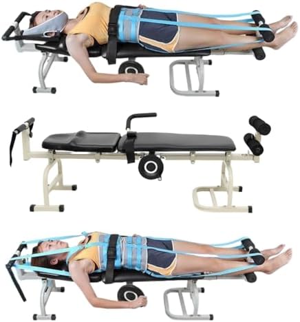 Fitness Full Body Traction Table, Cervical Traction Bench & Lumbar Traction Bed, Home Stretch Machine for Tension Relief, Back Stretcher Traction Spinal Decompression Devices, Lumbar Stretching