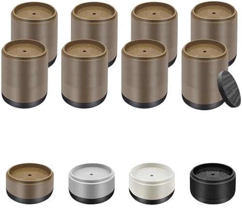 Furniture Risers Bed Risers Heavy Duty 1 inch, 2 inch, 3 inch, 4 inch Round Adjustable Bed Lifts Riser for Desk Legs Table Couch Sofa Chair Refrigerator Washing Machine (1+1+1 Inch, Brown, 8 Pack )