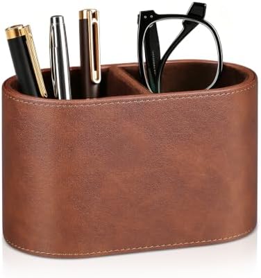 Pen Holder for Desk, Small Remote Control Holder, Brown