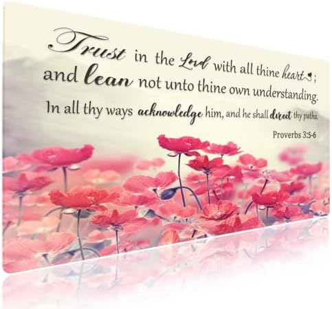 Trust in The Lord with All Thine Heart Large Mouse Pad, Pink Lotus Desk Mat
