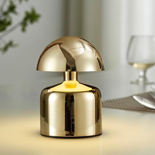 SAIWEYA Modern Cordless Mushroom Small Table Lamp, Dimmable Touch Battery