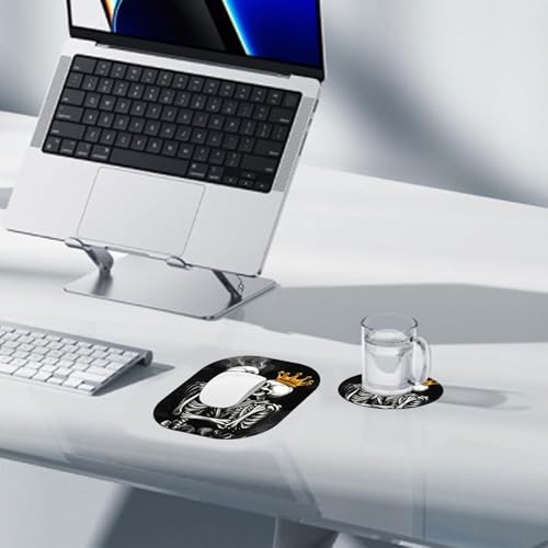 Small Mouse Pad，Mini Mouse Pad 6 x 7 Inch，for Laptop Keyboard Tray Wireless Mouse Home Office Travel，with Non-Slip Rubber Base, Waterproof Mouse Mat，Skull with Crown