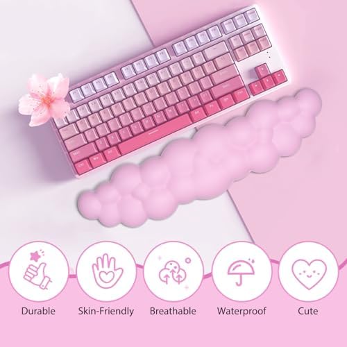 JIKIOU Upgrade Leather Cloud Wrist Rest for Keyboard and Mouse & Cup Pad