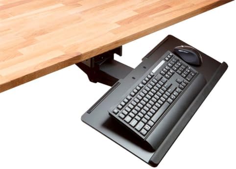 Monoprice Adjustable Ergonomic Keyboard Tray – With a 26.4 x 10in Full Size Platform, Extends Min 18.2in / Max 30.8in, Black - Workstream Collection
