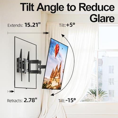 Full Motion Mount, USX MOUNT UL Listed TV Wall Mount for Most 42-84 inch TVs, Holds up to 120lbs, Max VESA 600x400mm, Swivel TV Bracket with Dual Articulating Arms Tilt Rotation Fits 16" Wood Stud