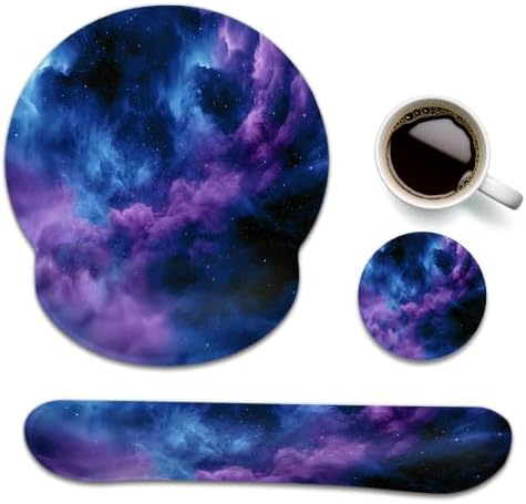 Starry Sky Wrist Rest Mouse Pad 3 Piece Set with Keyboard Rest and Coaster