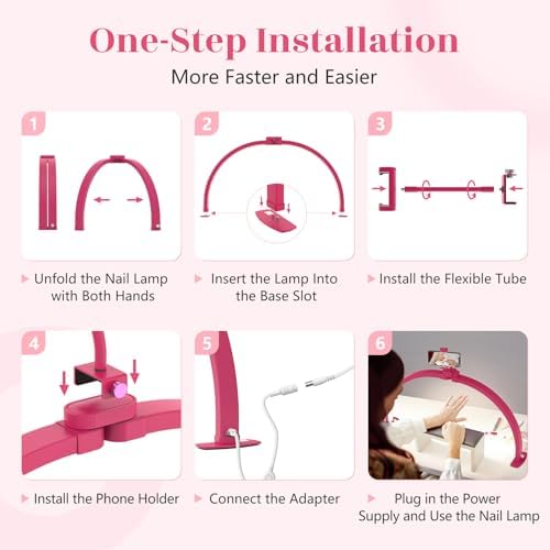 Yokilly Half Moon Light for Nail Desk: 29" Foldable Nail Light for Desk