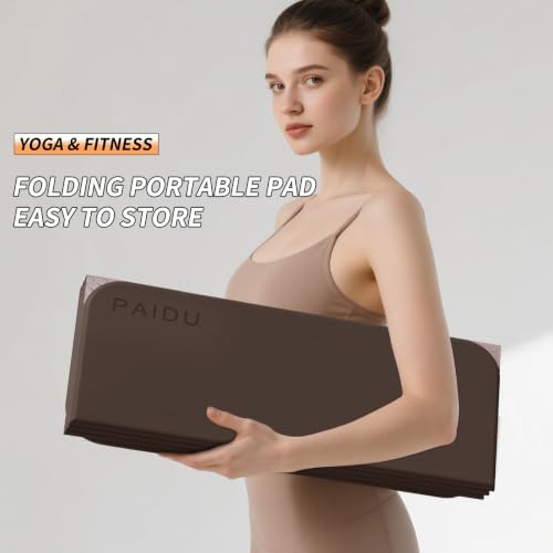 PAIDU Foldable Yoga Mat 10MM Thick SGS Certified TPE 75x26" Portable