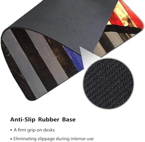 9.5x7.9 Inch Office/Gaming Mouse Pad, Rustic Patriotic American Flag Split Design Wooden Thin Blue Line Honor & Pride, Cute Anti-Slip Mat for Desk Decor