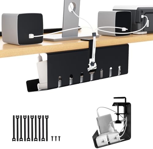 Syeeiex Under Desk Cable Management Tray, Cord Management, Black, 17inch