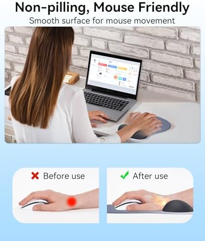 eulps Mouse Pad with Gel Wrist Rest, Ergonomic Comfortable Computer Wrist Support for Laptop, Pain Relief Mousepad with Non-Slip PU Base for Office & Home (Dark Blue)