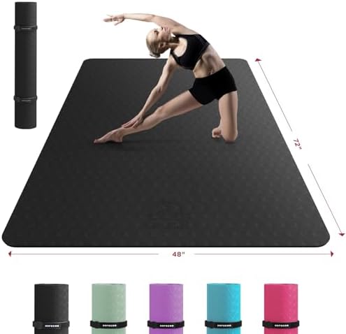 HAPBEAR Extra Large Yoga Mat - 72"x48"x6mm (1/4 inch), Non-Slip, Durable, Thick Wide Exercise Mat for Home Workouts, Yoga, Pilates, Stretching and Cardio Workouts