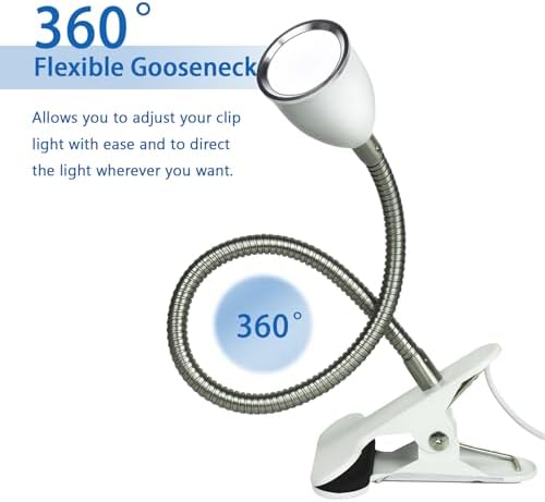 LALISU Desk lamp Eye-Caring Table Lamps, 360°Rotation LED Desk Clip Lamp