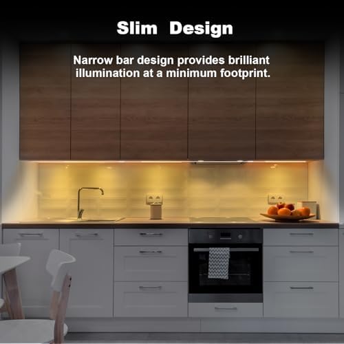 6PCS x 12 Inch Under Cabinet Lights Plug-in, Warm White 3000K Dimmable LED Under Cabinet Lighting, Under Counter Lights with Memory Function, LED Light Bars for Kitchen